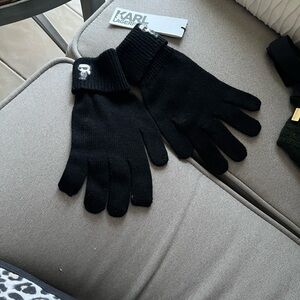 Karl Lagerfeld Men's Black Knit Gloves